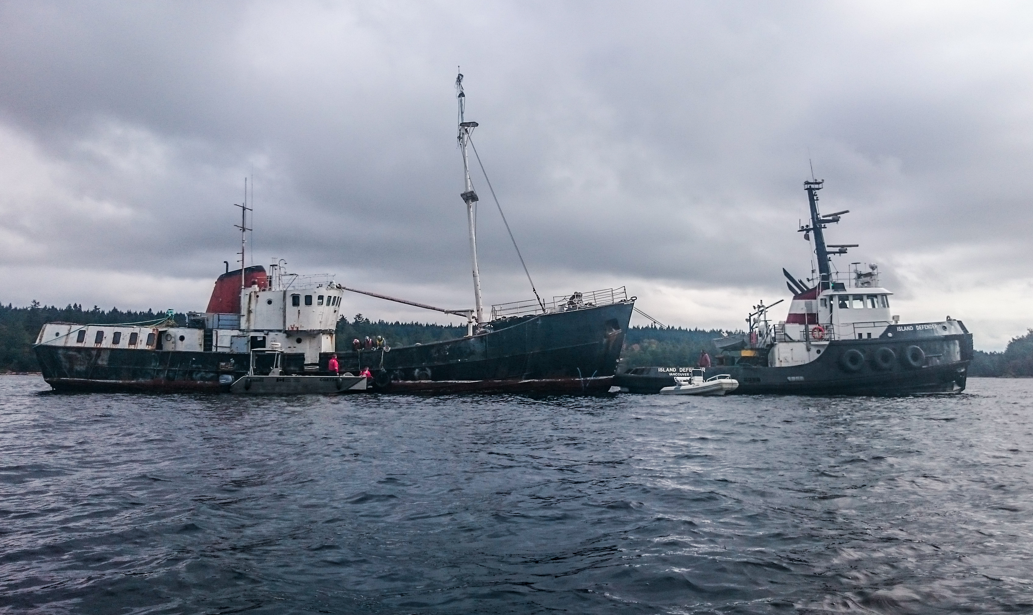 The abandoned and decaying Viki Lyne II is finally being towed away for safe dismantling after sitting in Ladysmith Harbour since 2012.