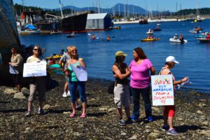 Beach and flotilla protesters