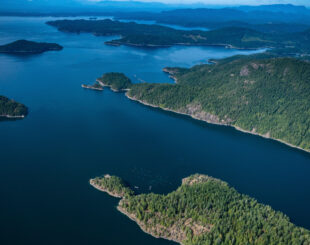 Aerial photo of Islands of Discovery Passage BC, Canada