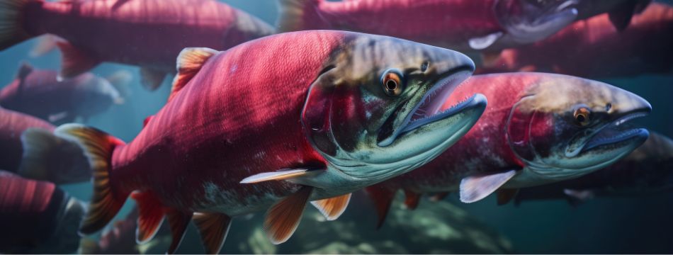 Closeup of salmon (AI generated)